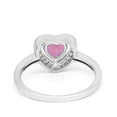 thumbnail image 3 of Halo Dazzling Heart Promise Ring Round Lab Created Pink Opal 925 Sterling Silver Size 6, 3 of 6