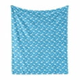thumbnail image 1 of Sky Blue Soft Flannel Fleece Throw Blanket, Fluffy Clouds Day Time Illustration Cheerful Heavenly Cartoon, Cozy Plush for Indoor and Outdoor Use, 60" x 80", Deep Sky Blue and White, by Ambesonne, 1 of 5