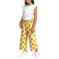 thumbnail image 7 of LJEFF Girls 2 PC Ruffle Sleeve Cute Capri Set, Sleeveless Soft Elastic Waist Lightweight Kids Summer Outfit Beige Size 3 T, 7 of 7