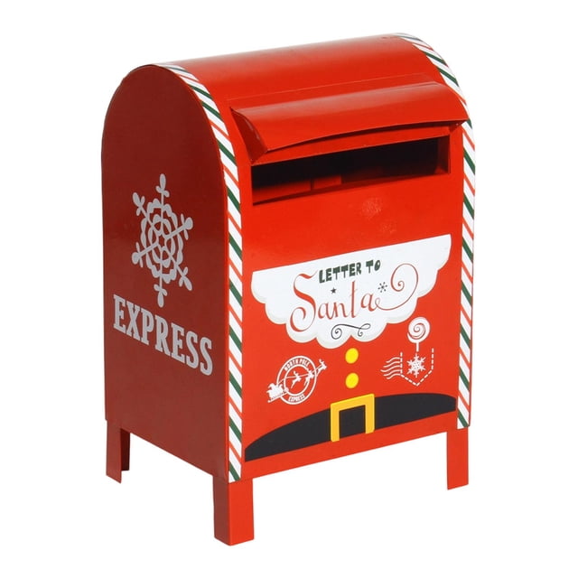 Buzón de Navidad Decorativo de Hierro Resistente para Cartas Periódicos Regalos Y Mensajes con Diseño Festivo Adecuado para Hoteles Bares Cafeterías Y
