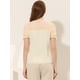thumbnail image 4 of Camisa de manga corta Allegra K con Cuello Redondo y encaje Beige XS, 4 of 5