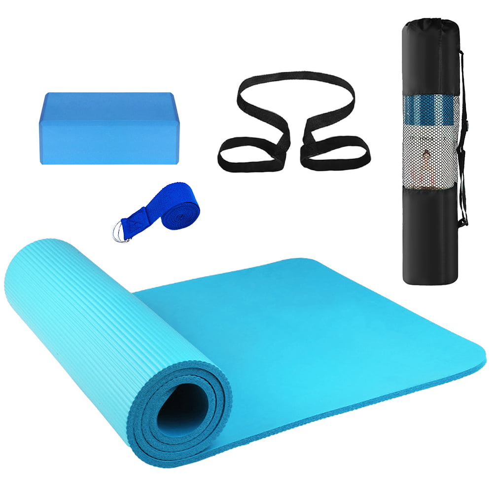 BalanceFrom GoYoga 7-Piece Set Black Include Yoga Mat with Carrying Strap 