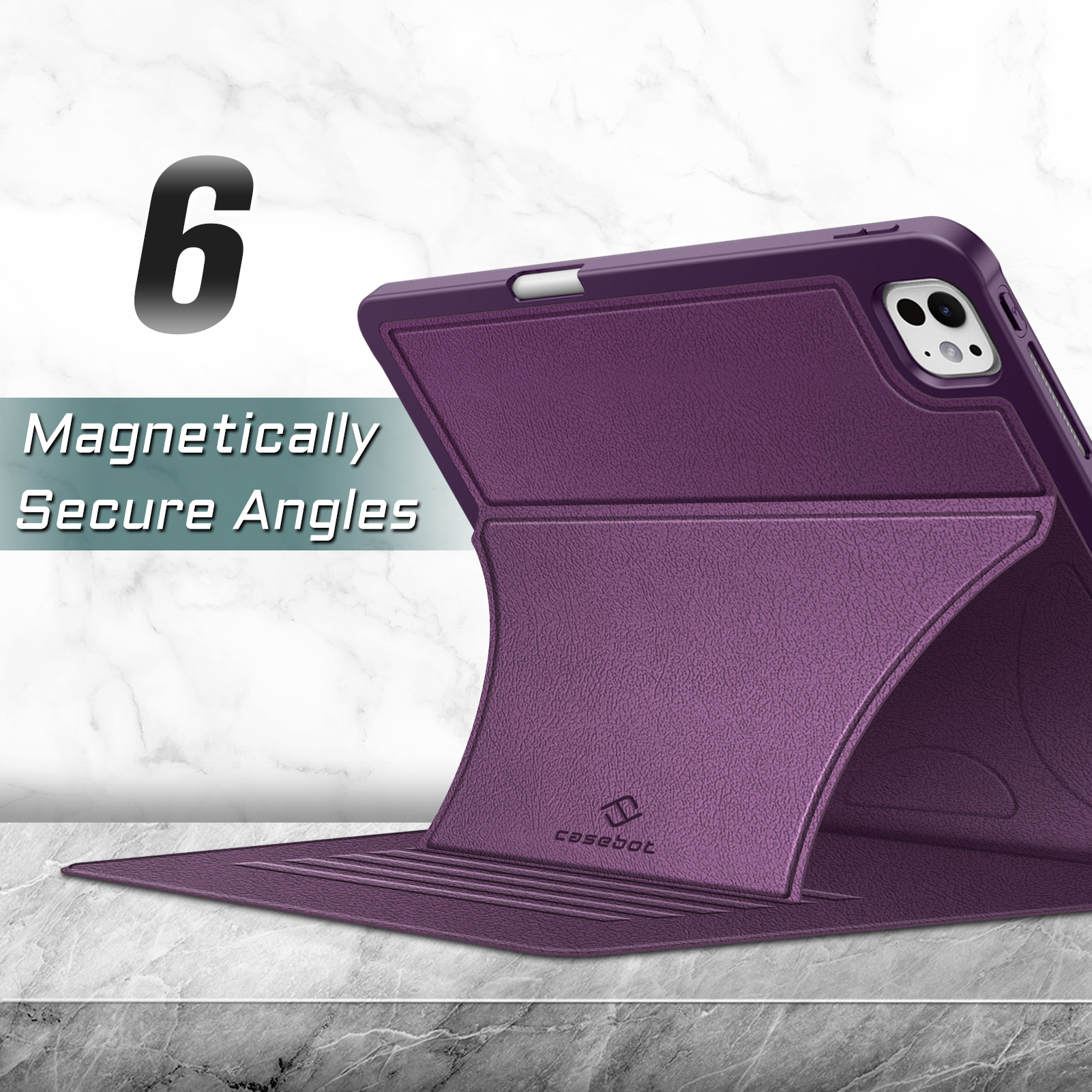 Fintie Magnetic Stand Case for iPad Pro 11-inch (M5) 2025 / (M4) 2024 - Multiple Angles Shockproof Rugged Soft TPU Cover with Pencil Holder, Purple