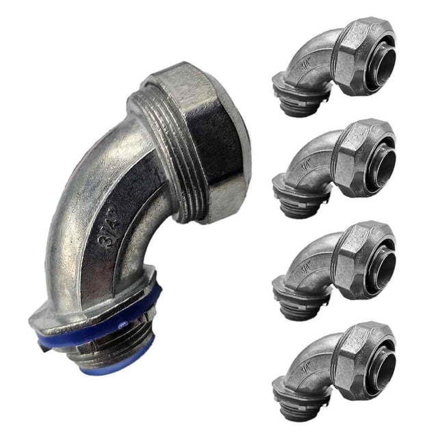5 Pzs Conector Curvo Para Tubo Liquidtight Aluminio 3/4 Pulg gris 3/4 pulgadas