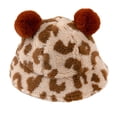 thumbnail image 5 of Seyurigaoka Baby Girls Boys Flush Hat Leopard Print Faux Fur Bucket Hat Fuzzy Warm Winter Hat Fisherman Cap for Toddler Kids, 5 of 9