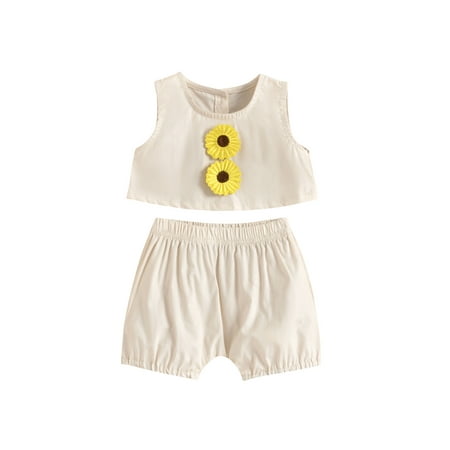 

Canrulo Newborn Baby Girl 2Pcs Summer Outfits Sleeveless Tank Tops Shorts Pants Clothes