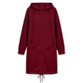 thumbnail image 3 of NTACZA Womens Sweatshirt Drawstring Long Sweatshirt Hoodies Zip Up Comfort Long Sleeve Coat with Pockets Outerwear Red S, 3 of 8
