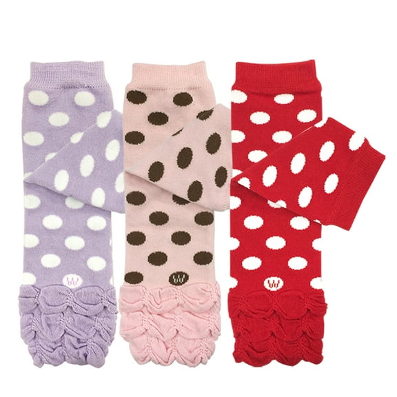 Wrapables® Baby 3-Pair Half Ruffle Leg Warmers, Lilac, Ballet Pink, Red