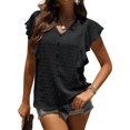 thumbnail image 1 of SAYOO Camisa suelta con botones en la parte delantera para mujer, blusas de trabajo de lunares suizos con cuello en V y mangas con volantes de verano SAYOO  Vida cotidiana, 1 of 4