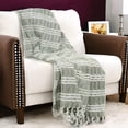 thumbnail image 6 of HomeRoots  50 x 50 x 0.5 in. Woven 100 Percent Cotton Throw Blanket - Green, 6 of 8
