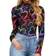 thumbnail image 4 of SMihono Pantalons en Lin pour Femmes Mode Grande Taille Décontracté Ample Justaucorps Imprimé Cœur Manches Longues Col Roulé T-Shirts Hauts Basiques Extensibles Combinaisons Jambes Larges Femmes, jusqu'à 65 % de Réduction!, 4 of 8