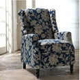 thumbnail image 2 of Fabric Push Back Recliner Chair, Tina's Home Wide Arm Wingback Wood Leg Living Room Theater Floral, 2 of 7