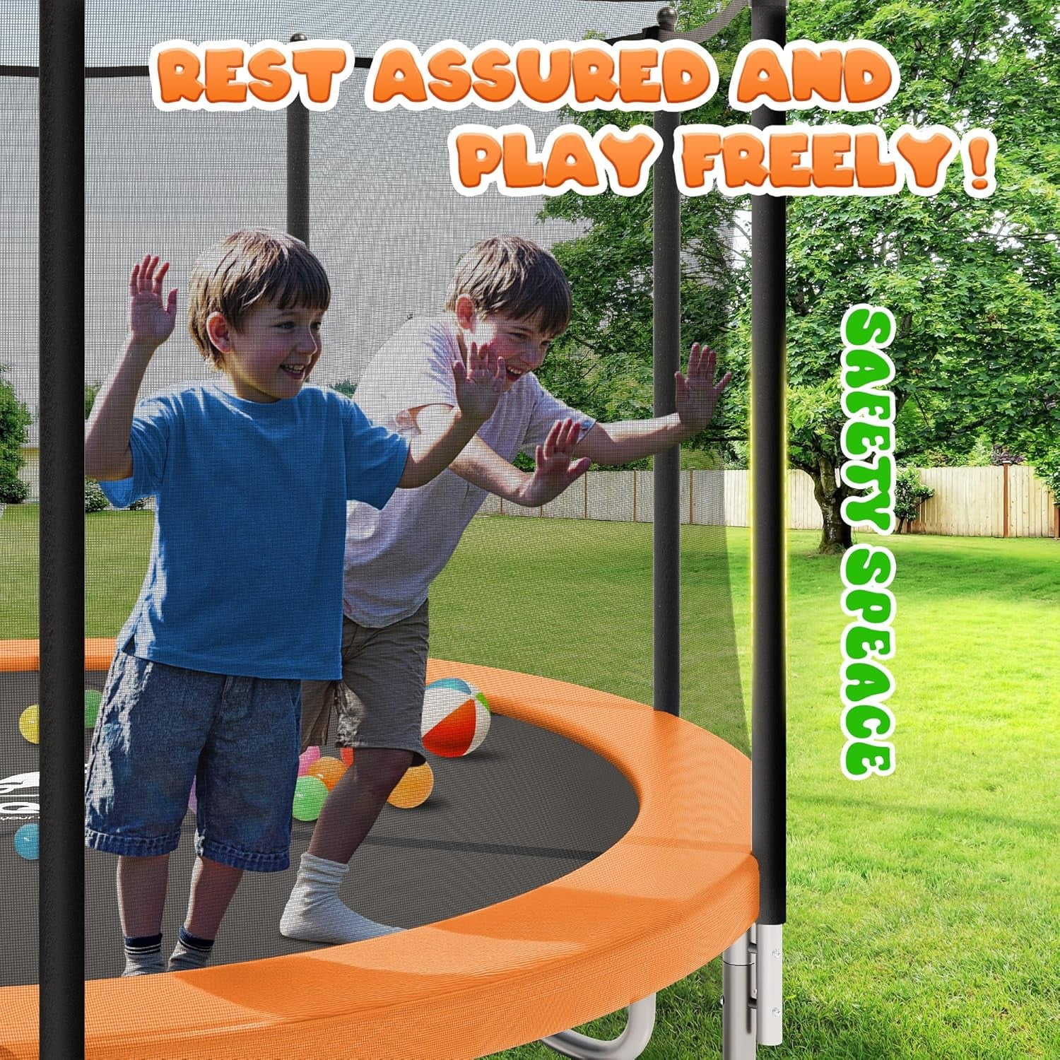 Outdoor Trampolines 8ft,Exercise Trampolines with Enclosure Net and Ladder,Recreational Anti-Rust Trampolines for Kids and Adults