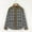 Brown, variant on Women's Gray Plaid Corduroy Patchwork Collared Zip-Up Snap Button Jacket for Fall Khaki M