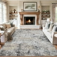 thumbnail image 2 of Area Rugs 10x12 Living Room - Washable Rug Modern Abstract Soft Large Neutral Non-Slip Carpet Indoor Floor Thin Carpets for Bedroom Dining Room Farmhouse Nursery Home Office Brown Black Grey, 2 of 17