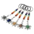 thumbnail image 2 of K-KED 10pcs Natural Stones Keychains 7 Chakra Turtle Pendant Bead Tortoise Keyring -Unakite, 2 of 9