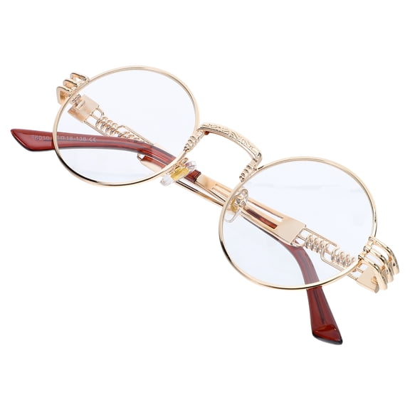 ELAYARD Steampunk Round Frame Glasses Unisex Lightweight Metal Eyewear for Office, Party, and Daily Wear