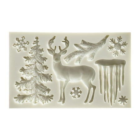 

Grebest Cake Decor Mold Non-stick Safe Silicon Christmas Elk Elements Cake Molds for Baking