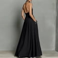 thumbnail image 5 of Laqbezok Women's Halter Neck Backless Maxi Dress, Casual Sleeveless Open Back Long Gown, Minimalist Summer Beach Sundress with Pockets, 5 of 6