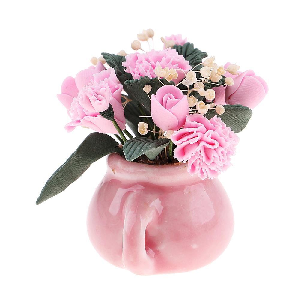 Miniature Dollhouse FAIRY GARDEN ~ Pink Flower Petal Bird Bath Pick ~ NEW 