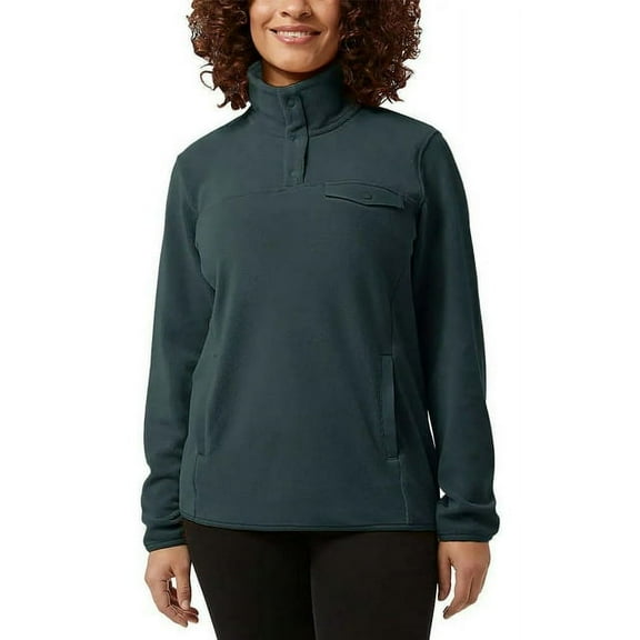 32 Degrees Heat Women's 1/4 Snap Fleece Pullover Woodland Grey XXL