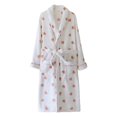 thumbnail image 4 of Womens Bath Robe Flannel Cozy Fleece Soft With Pockets Sleepwear for Women,White,L, 4 of 4