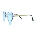 thumbnail image 6 of Rhinestone Studded Rimless Melting Heart Valentine Hippie Sunglasses Gold - Blue, 6 of 8