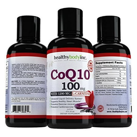 CoQ10 Liquid 100mg HBI Coq10 Premium Absorption Coenzyme Q10 for Heart Heath, Amazing taste Tropical Berry Flavor 32 servings