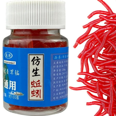SeaAZqurtles 100pcs 4cm Soft Earthworm Fishing Bait Red Worm Lures Crankbaits λν μё цη ζκ .: V7J7