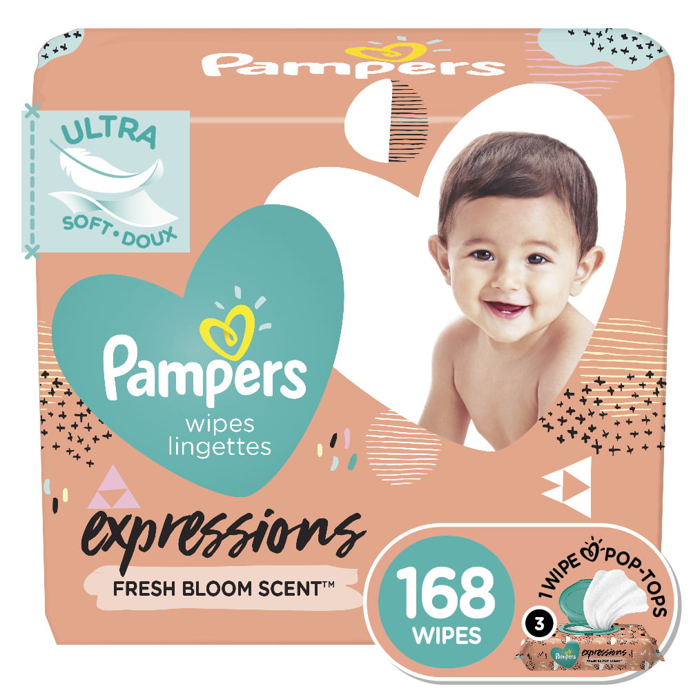 Pampers Expressions Fresh Bloom Baby Wipes 3x - 168ct