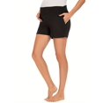 thumbnail image 4 of Yawrut Women's Maternity Shorts, Soft High-waisted Wrap Around The Abdomen, Black Pocket Fashionable Yoga Women Shorts For Pregnant, 4 of 5
