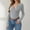 Gray, variant on BUIGTTKLOP Womens Sweaters Long Sleeve Tops Wrap V Neck Stretchy Slim Fitted Ribbed Knit Blouses Top