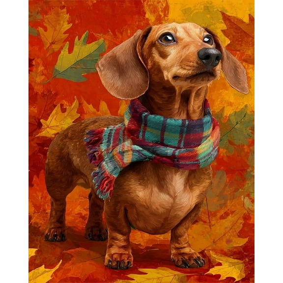 Paint by Numbers for Adults Kids Beginner Dachshund in the Warm Autumn Sun DIY Acrylic Painting by Numbers Kits with Brushes Acrylic Pigment Home Decoration Gifts 16 x 20 inch