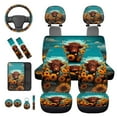 thumbnail image 6 of HUIACONG Aztec Horse Car Seat Cover Set Western Car Steering Wheel Cover with Armrest Cover Seat Belt Pads Headrest Cover Coasters Keychain 14 Pcs Universal Seat Covers for Trucks SUV, 6 of 8