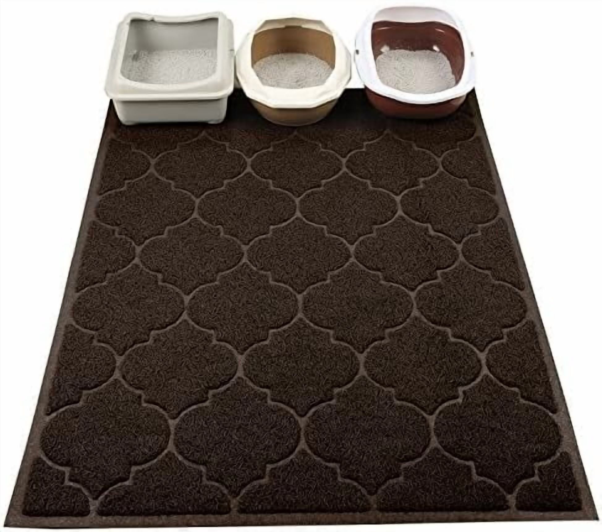 LittleTiger Cat Litter Mat, XL Super Size, Phthalate Free, Easy to Clean, 46x35 Inches, Durable, Soft on Paws, Large Litter Mat. Brown