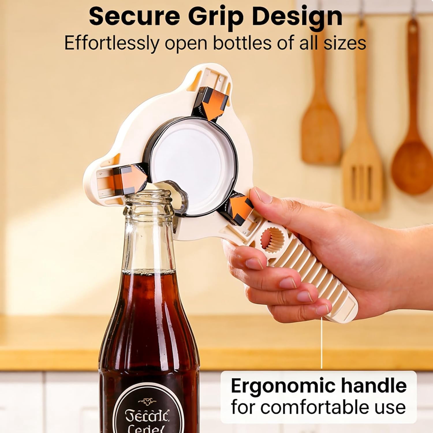 4 in 1 Multi-Purpose Jar Opener, Adjustable Three Claw Non-Slip Bottle Opener for Jars Cans Wine Bottles, Home Kitchen Helper for Seniors