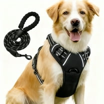 Comfortable Adjustable No Pull Dog Harness Black with 5ft Leash for Pets
