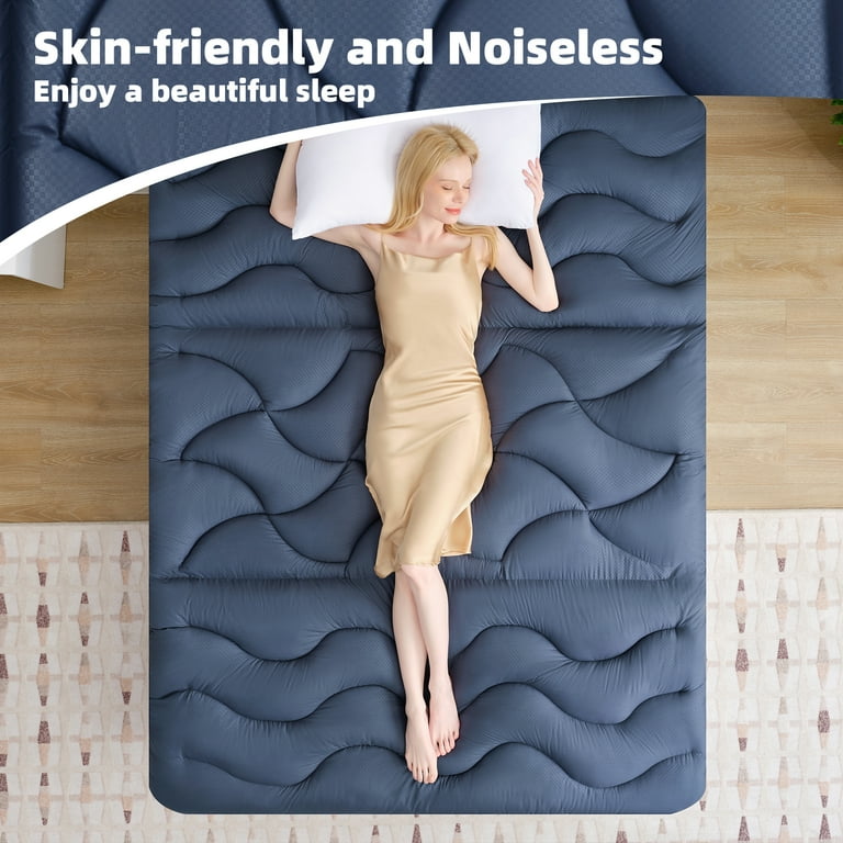 BDEUS Twin Mattress Pad, Breathing Microfiber Dark Blue photo 3