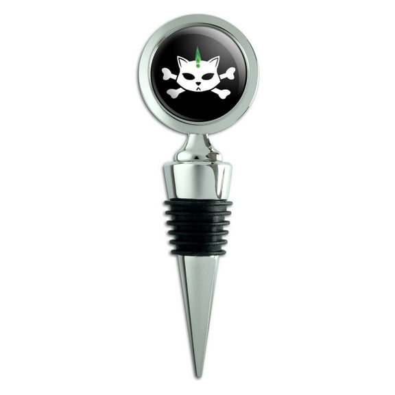 Skulls Crossbones Cat Stick Figure Family Pet Wine Bottle Stopper