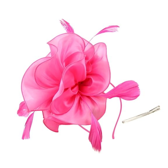 GJX Hair Clips Hats for Women Fascinators Flower Hat for Tea Party Cocktail Wedding Church Fascinators Hot Pink
