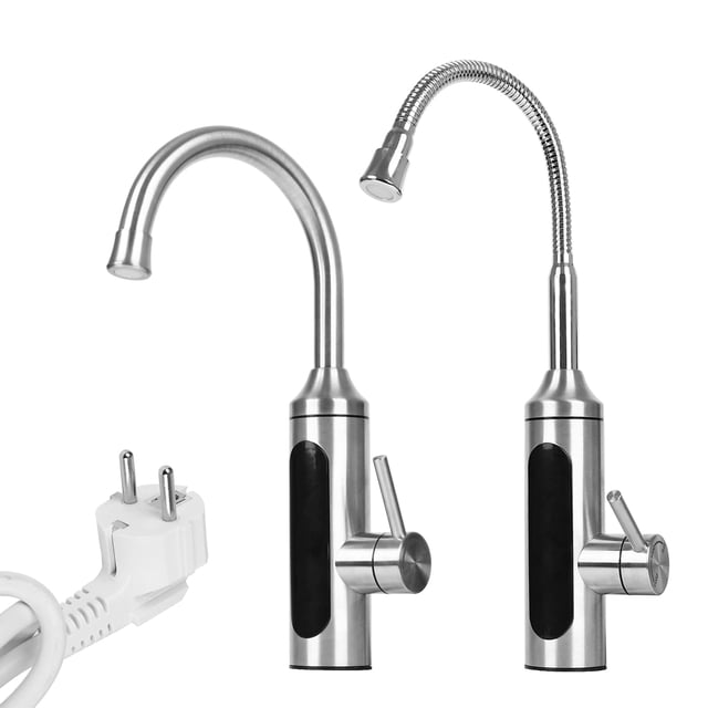 Grifo de agua caliente con calentador de agua instantáneo, calentador de agua instantáneo con pantalla digital LED, grifo de calefacción de dirección ajustable, juego de 1