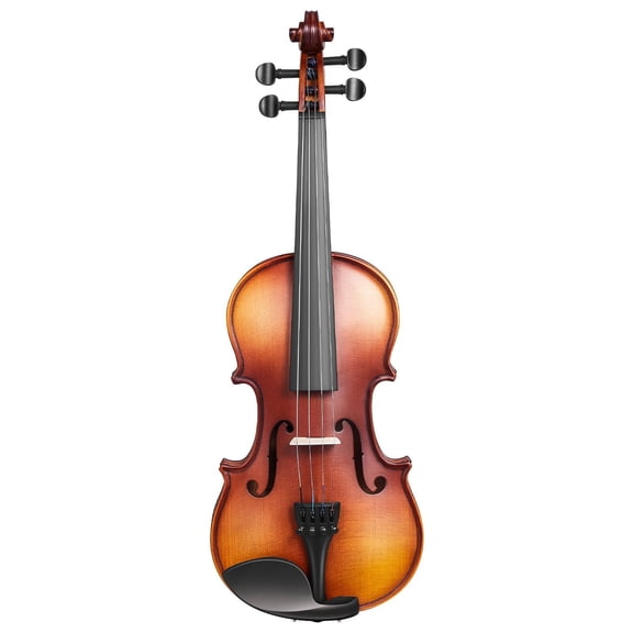 1/4 Size Beginner Violin Set - Solid Wood Fiddle with Case & Rosin, Brown Color - Perfect Starter Kit for Students