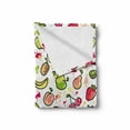thumbnail image 2 of Fruits Soft Flannel Fleece Throw Blanket, Watercolor Pear Cherries Kiwi Apple Brushstroke Splashes Kids Kitchen, Cozy Plush for Indoor and Outdoor Use, 60" x 80", Peach Lime Green Red, by Ambesonne, 2 of 6