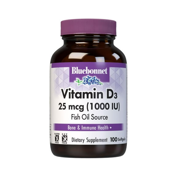 Bluebonnet Vitamin D3 1000 IU Cholecalciferol from Fish Oil, 100 Days