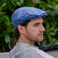 thumbnail image 4 of Blue Plaid Irish Linen Hat For Men By Mucros Weavers, Size XX-Large, 4 of 6