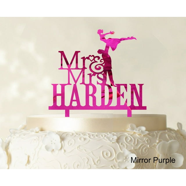 Personalized Mr & Mrs Couple Cake Topper Personalized Mirror Purple Cake Topper Color Option Available 5-7 Inches Wide