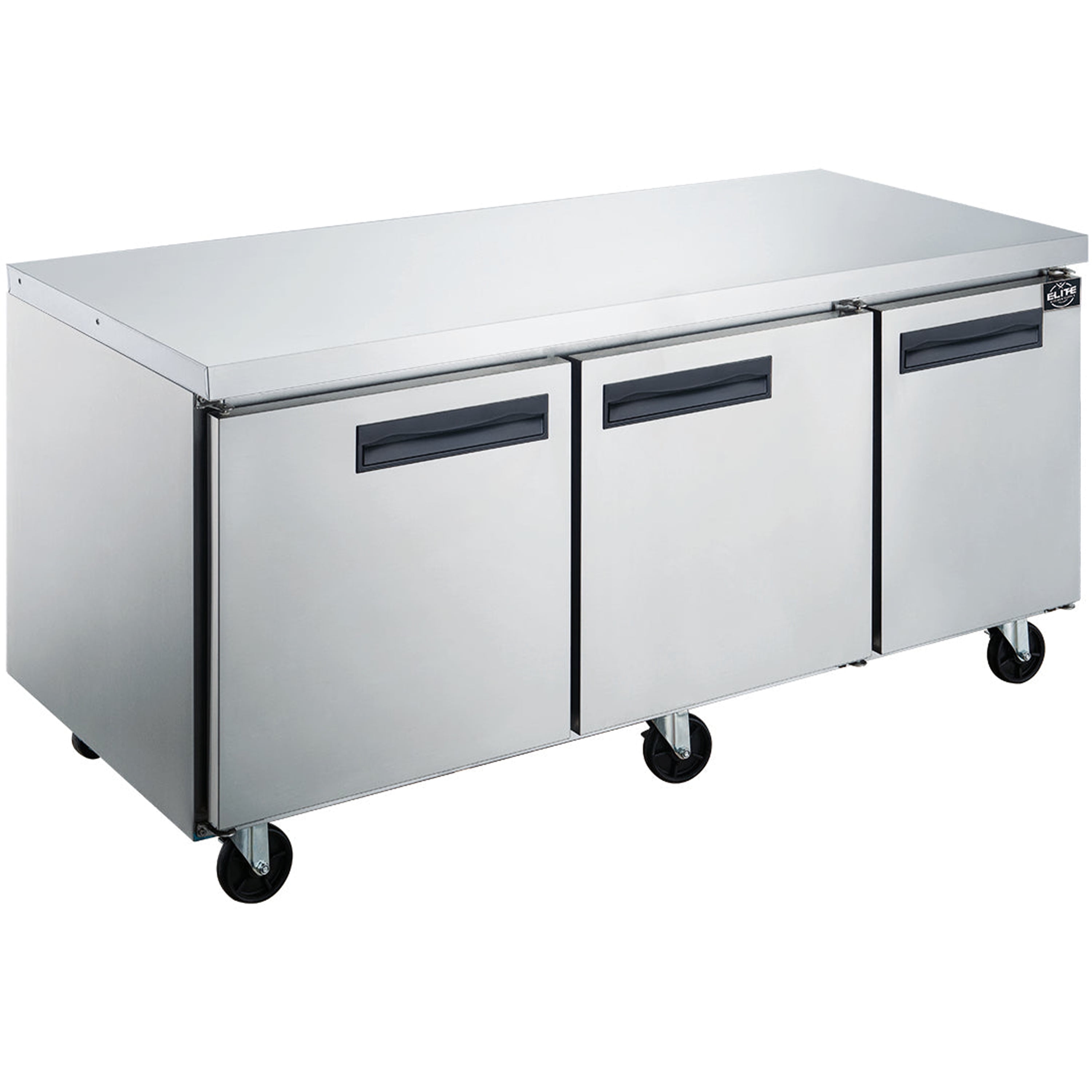 72" Commercial Undercounter Freezer – 3 Door, 19 Cu. Ft., Stainless Steel Prep Table for Restaurant & Bar Use