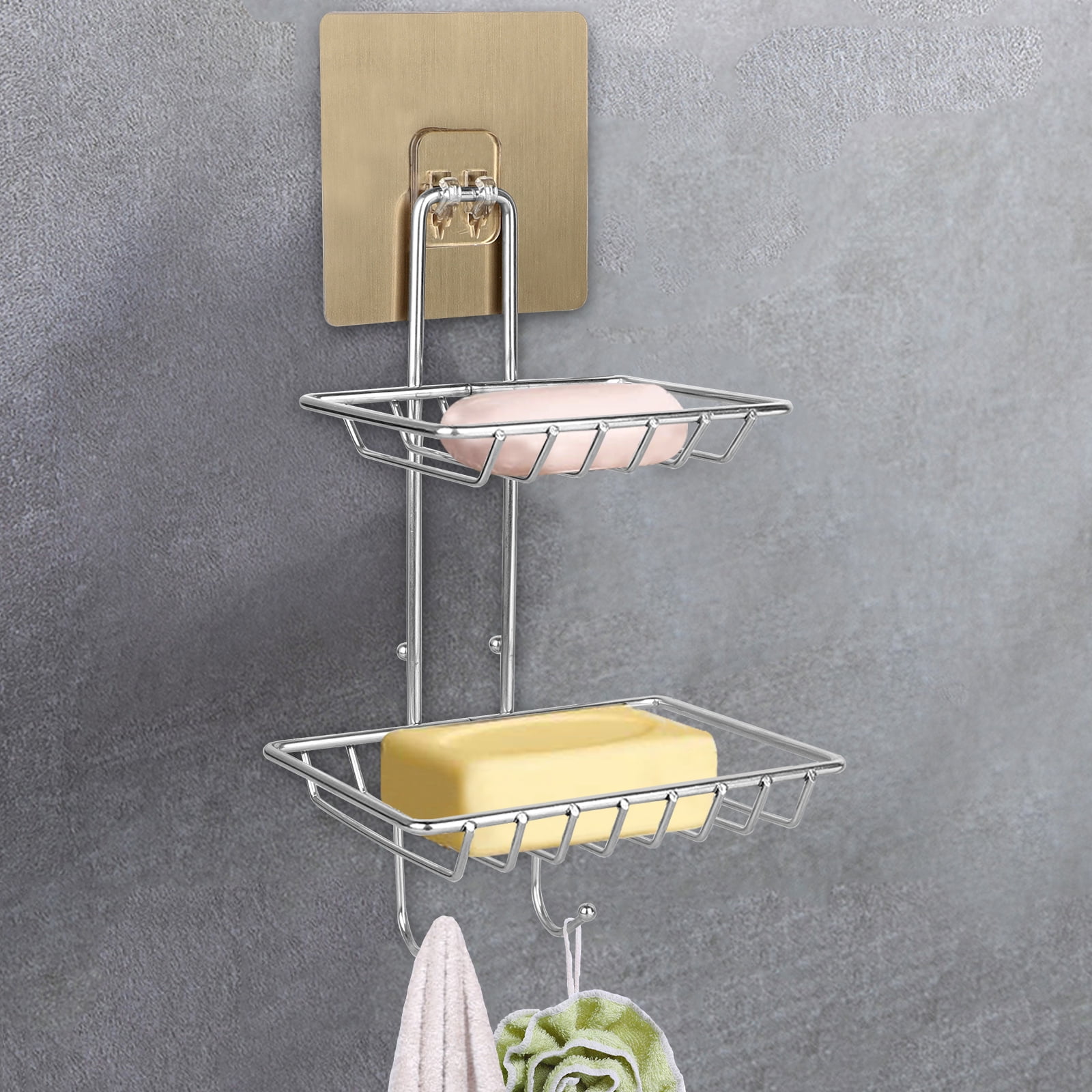 Soap Box Bathroom Wall Free-Hanging Rack Holder Shower Shelf Drain Dish Storage