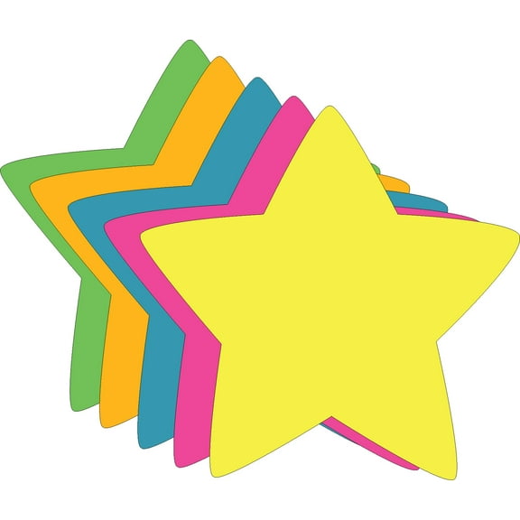 SHAPES ETC. Star Bright Neon Assorted Color Small Cut-Outs- 3” x 3”