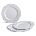 thumbnail image 3 of " OCCASIONS " 150pcs set (25 Guests)-Extra Heavyweight Vintage Wedding Disposable/Reusable Plastic Plates -25 x 11'' + 25 x 8.25'' +Silverware (Chateau Collection in Light Gray), 3 of 8